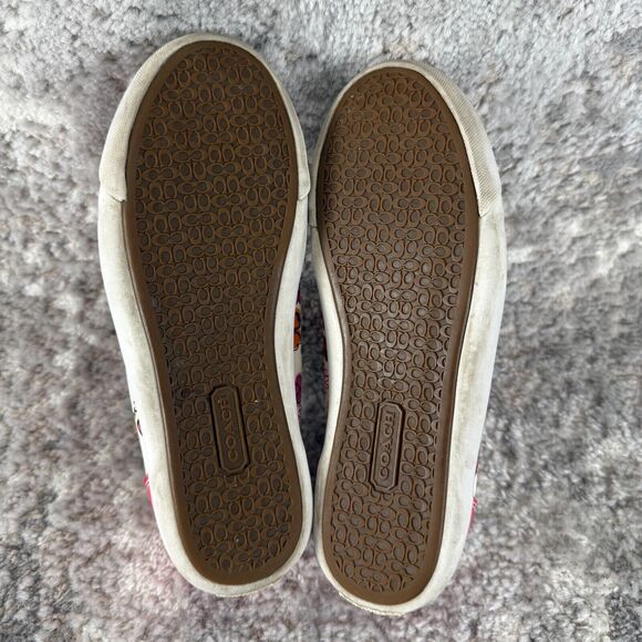 Coach Sz 7 Barret Poppy Floral Canvas Sneakers Pink & White Preppy Shoes - Picture 9 of 9